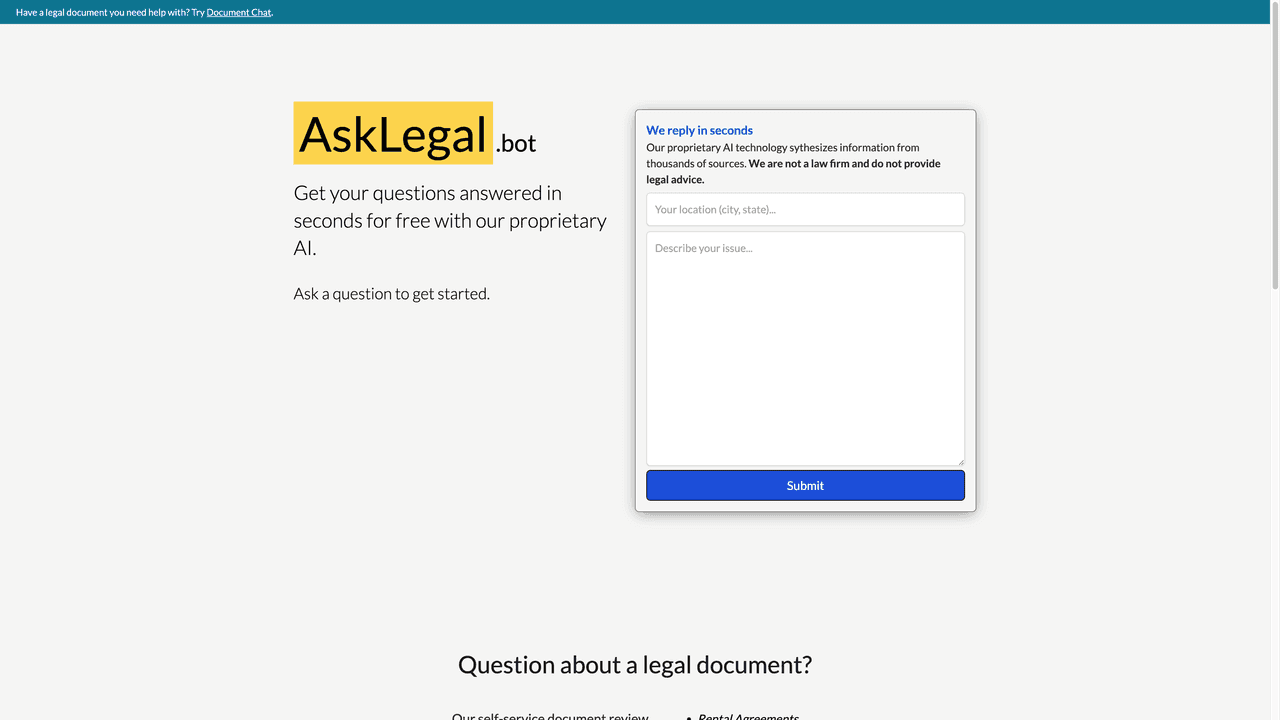 AskLegal.bot website