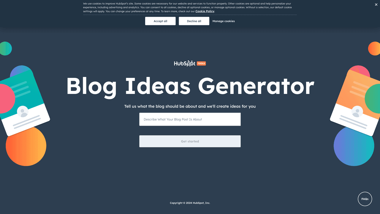 Blog Ideas Generator website