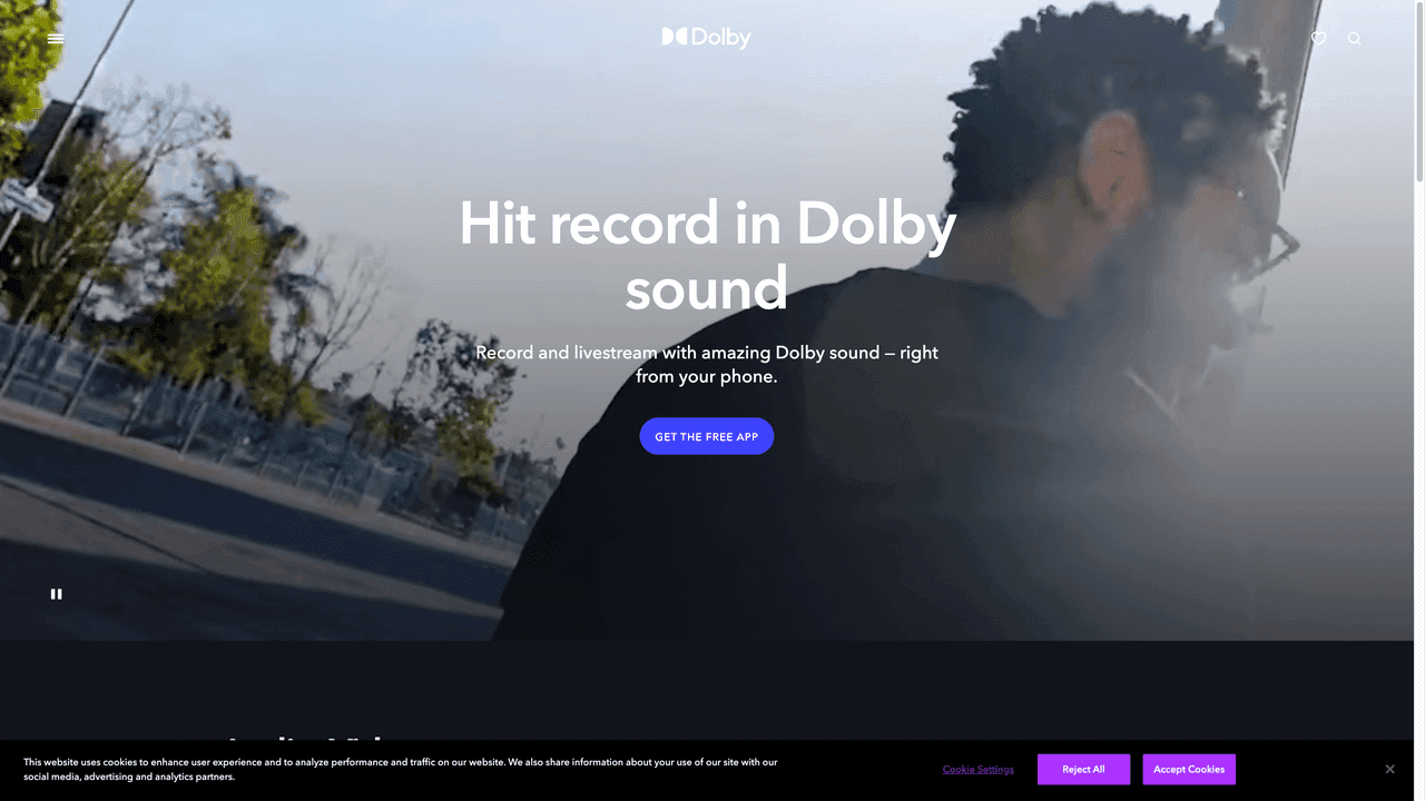 Dolby On website
