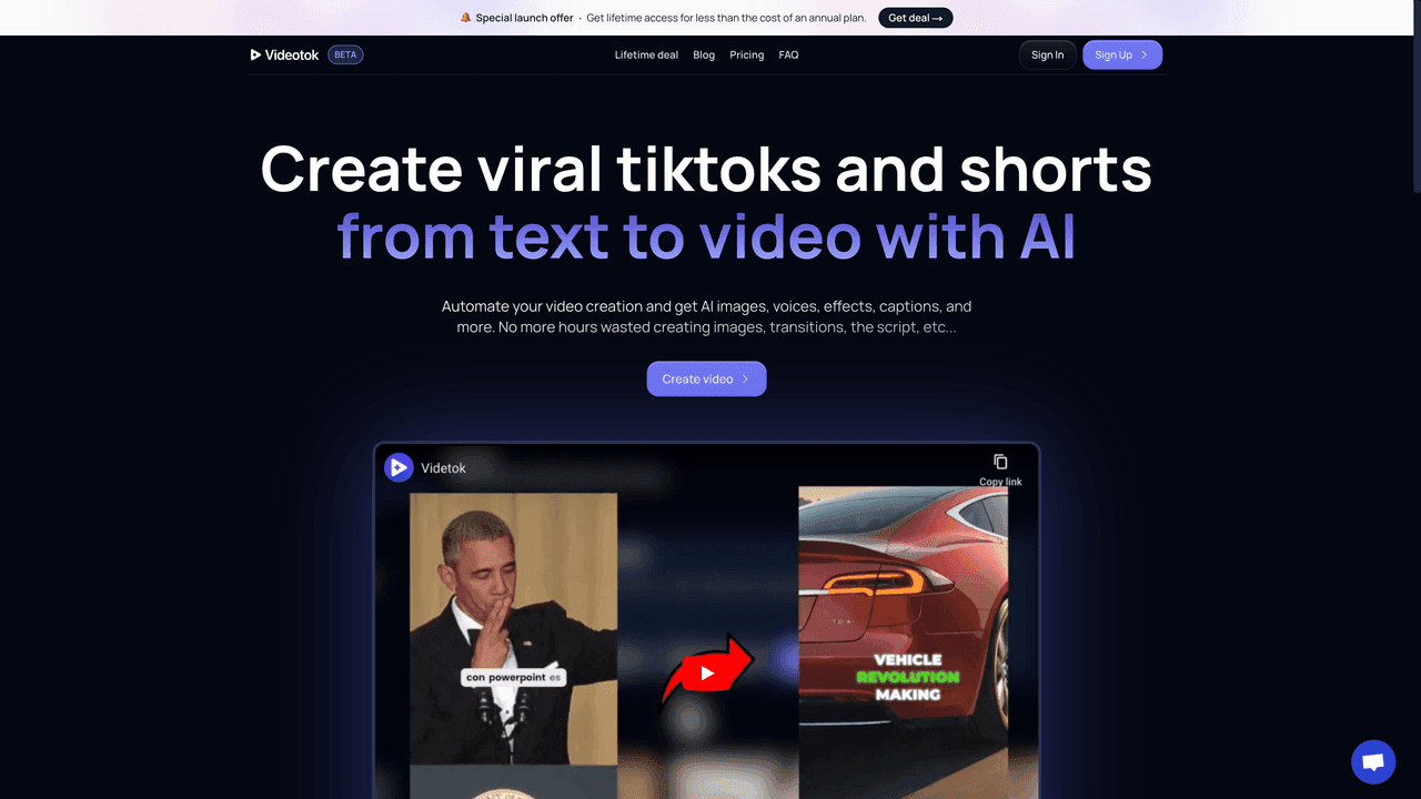 Videotok website