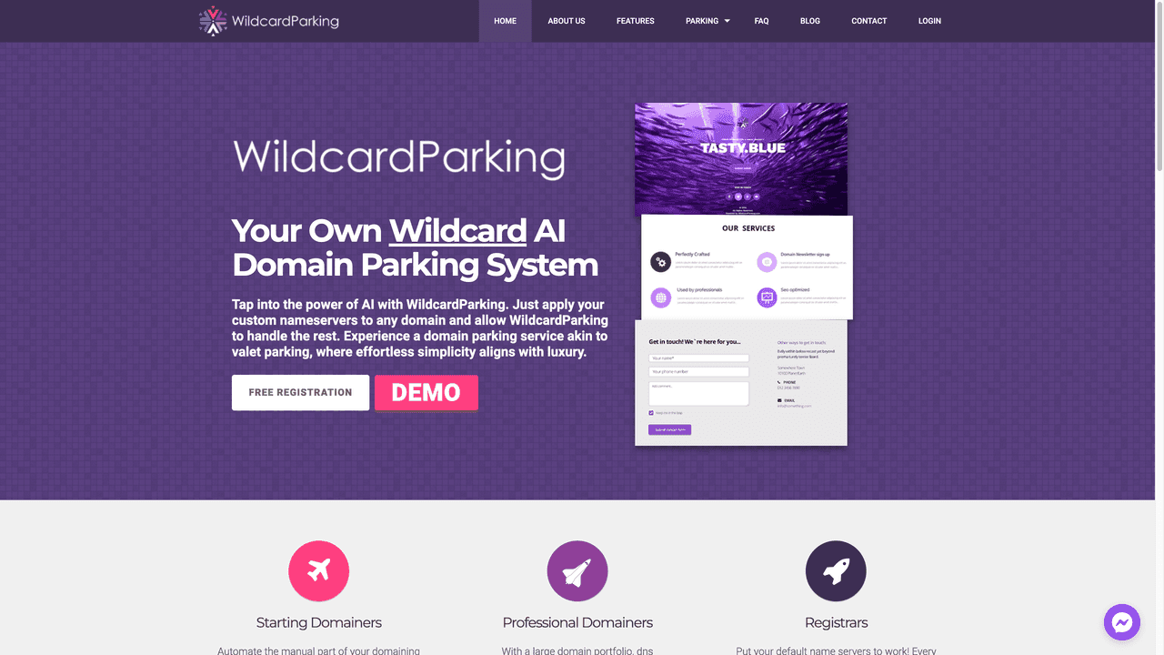 WildcardParking.com website