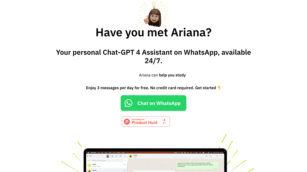 Ariana AI website