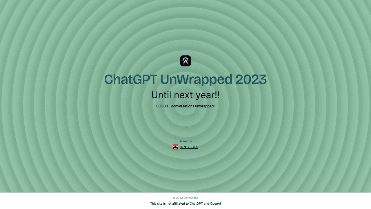 ChatGPT UnWrapped 2023 website