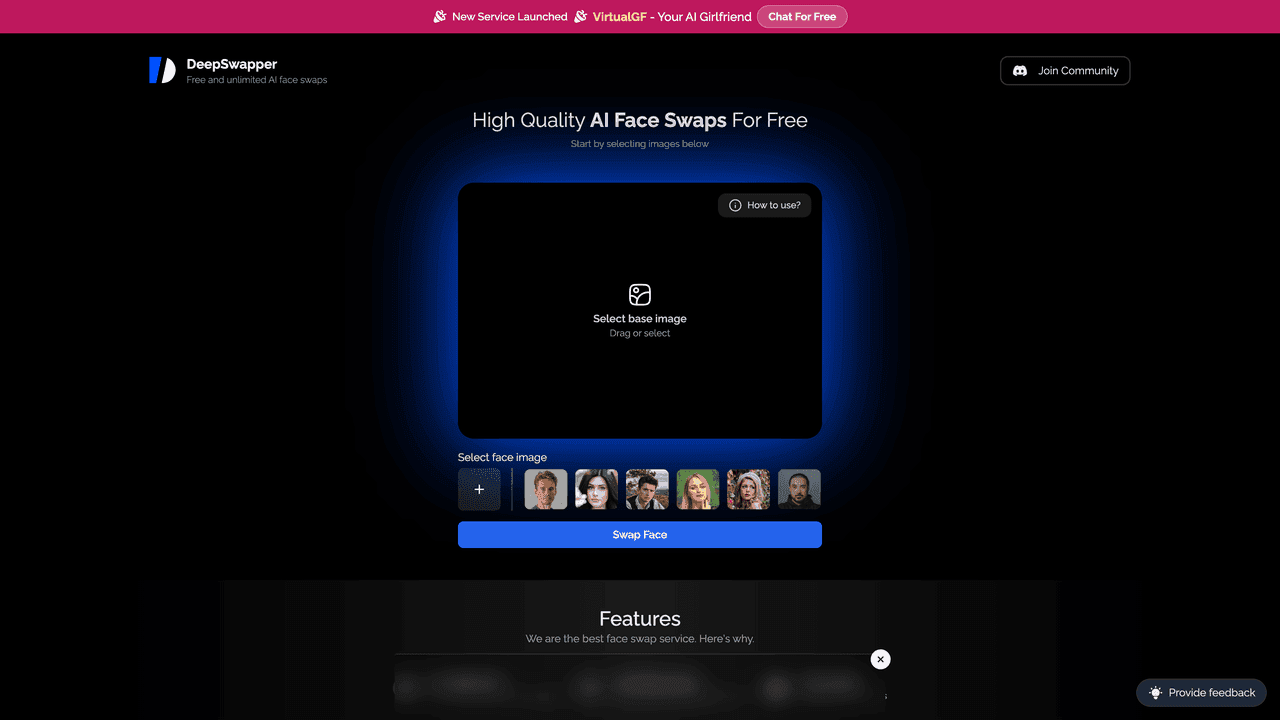 DeepSwapper AI website