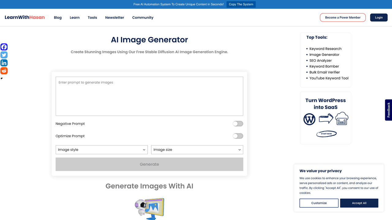 FreeImage.AI website