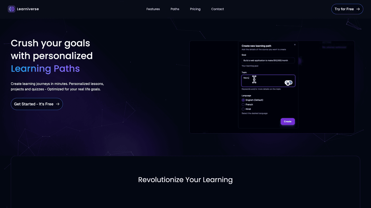Learniverse AI website