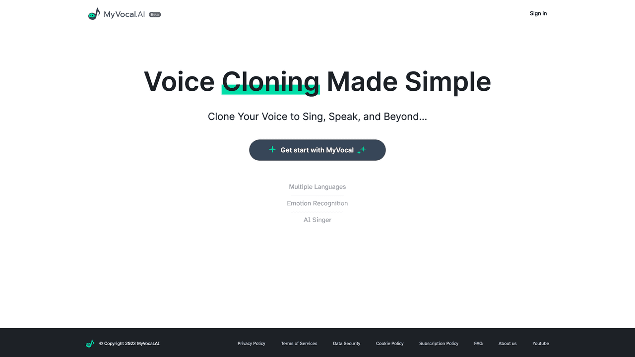 MyVocal.ai website