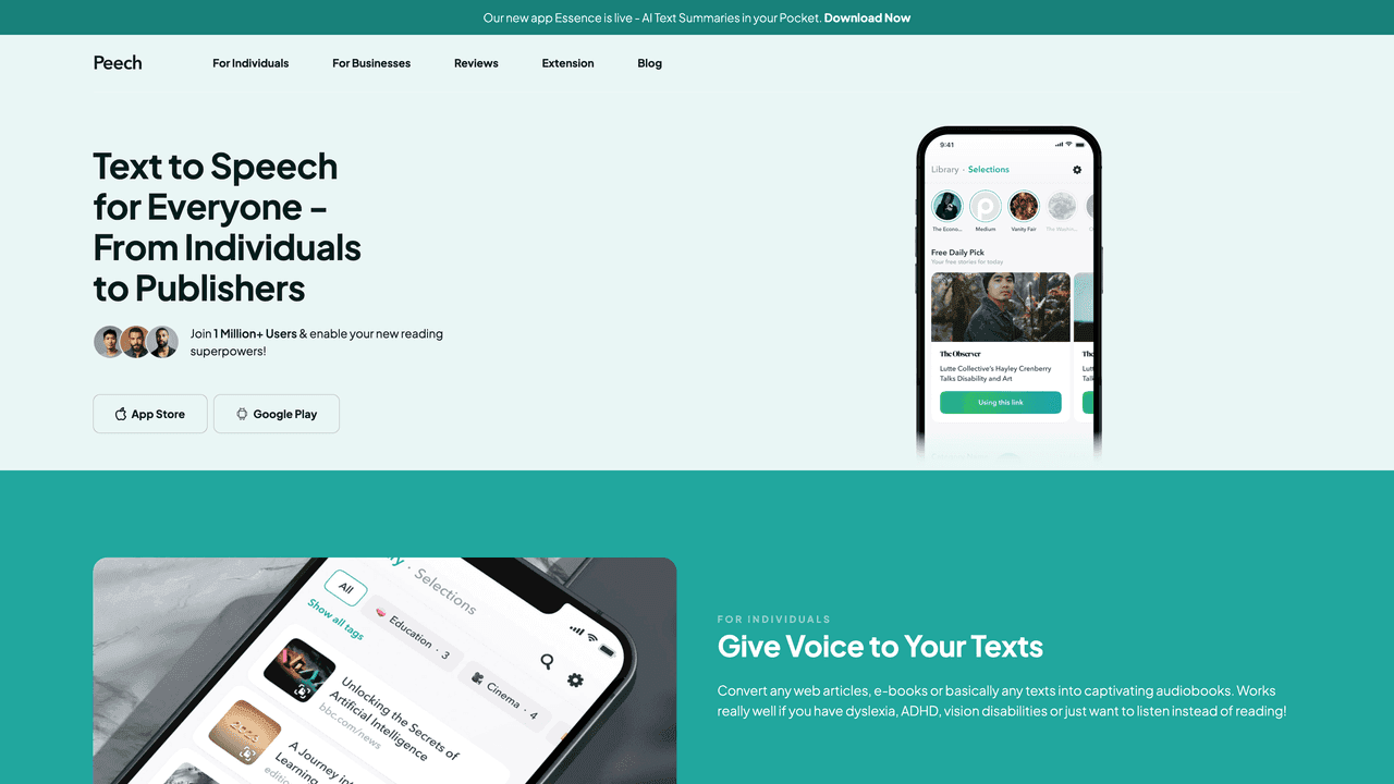 Peech App website