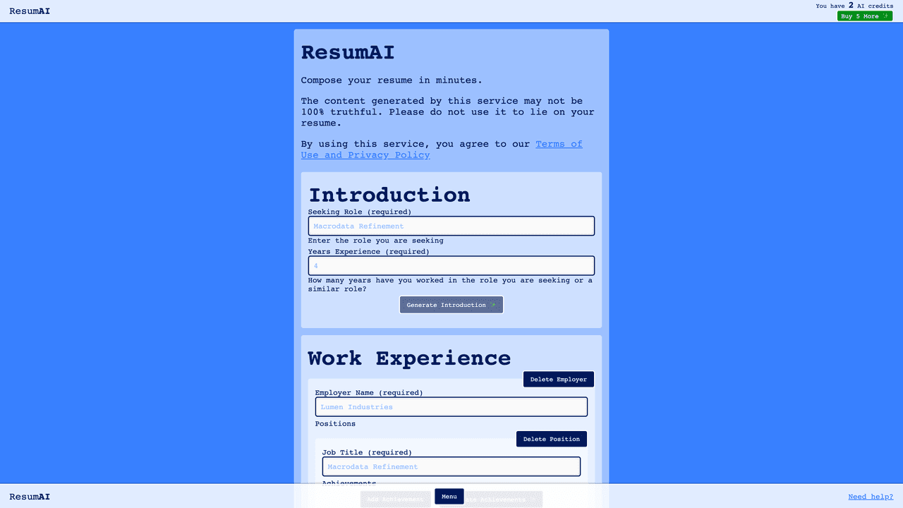 ResumAI website