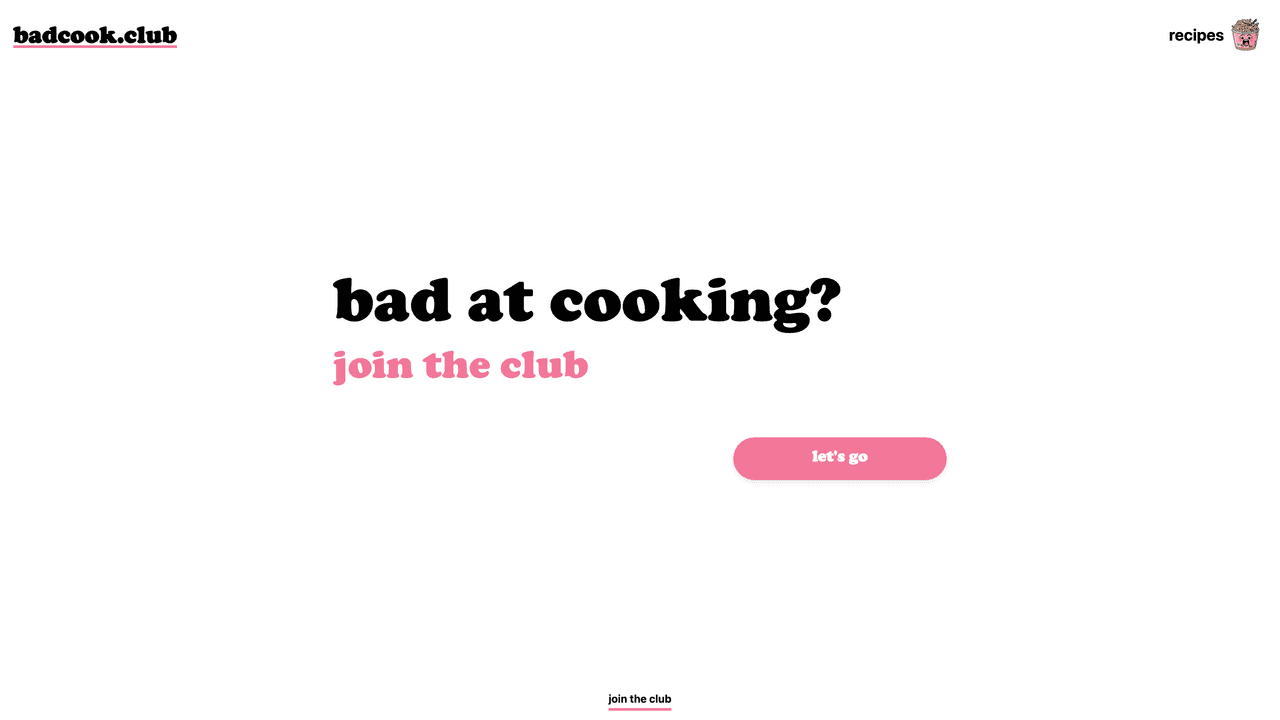 Bad Cook Club website