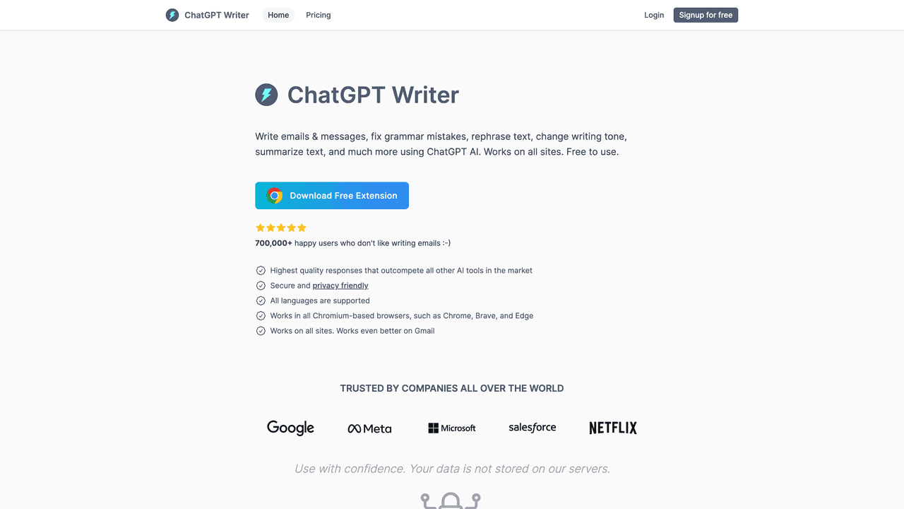 ChatGPT Writer website