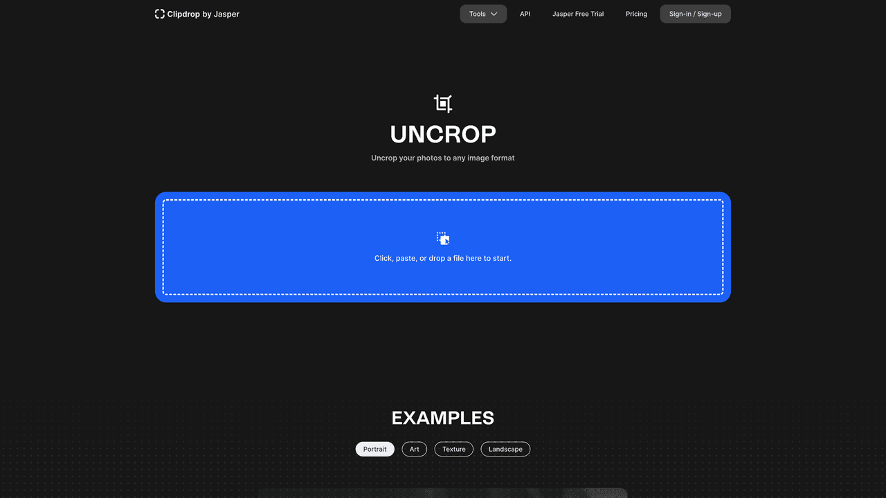 ClipDrop Uncrop website