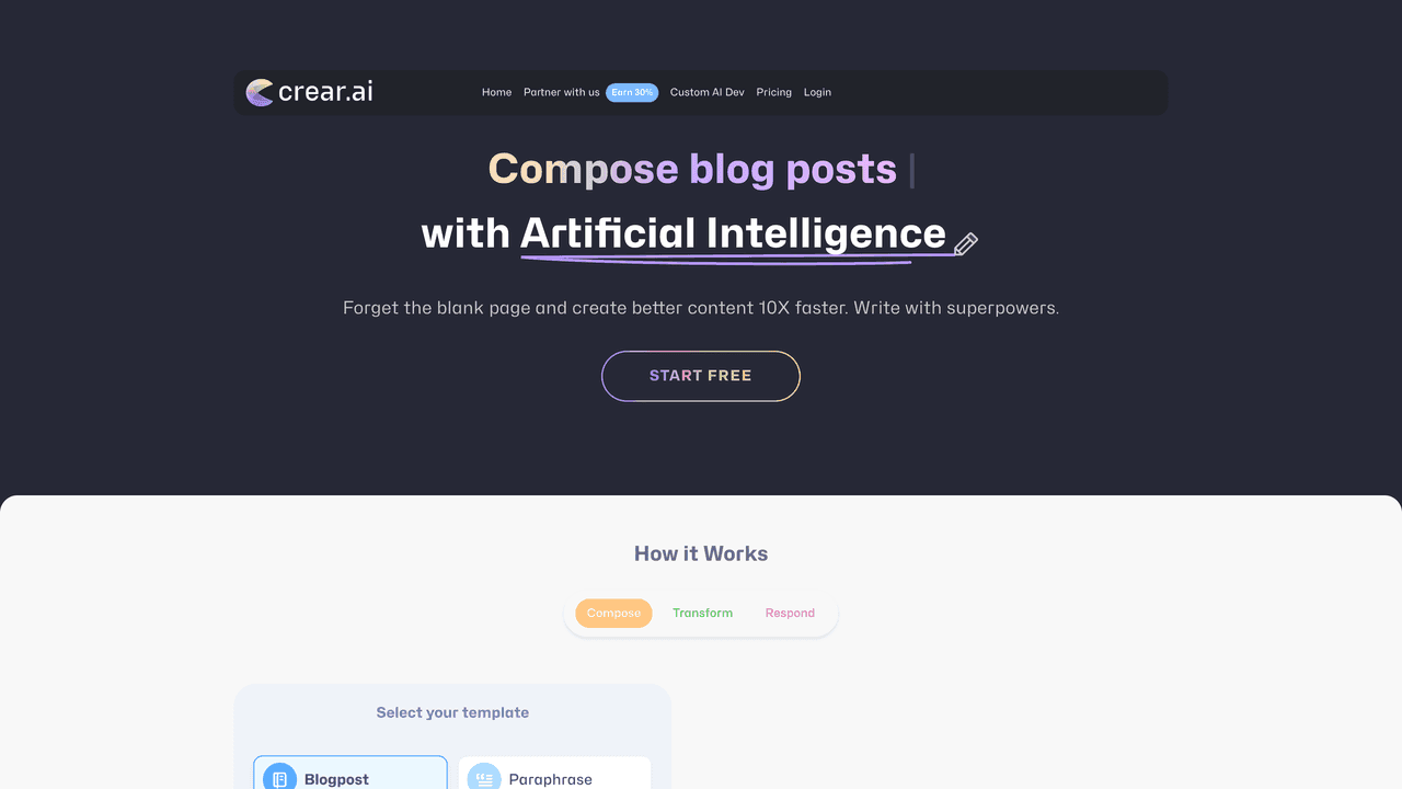 Crear ai website