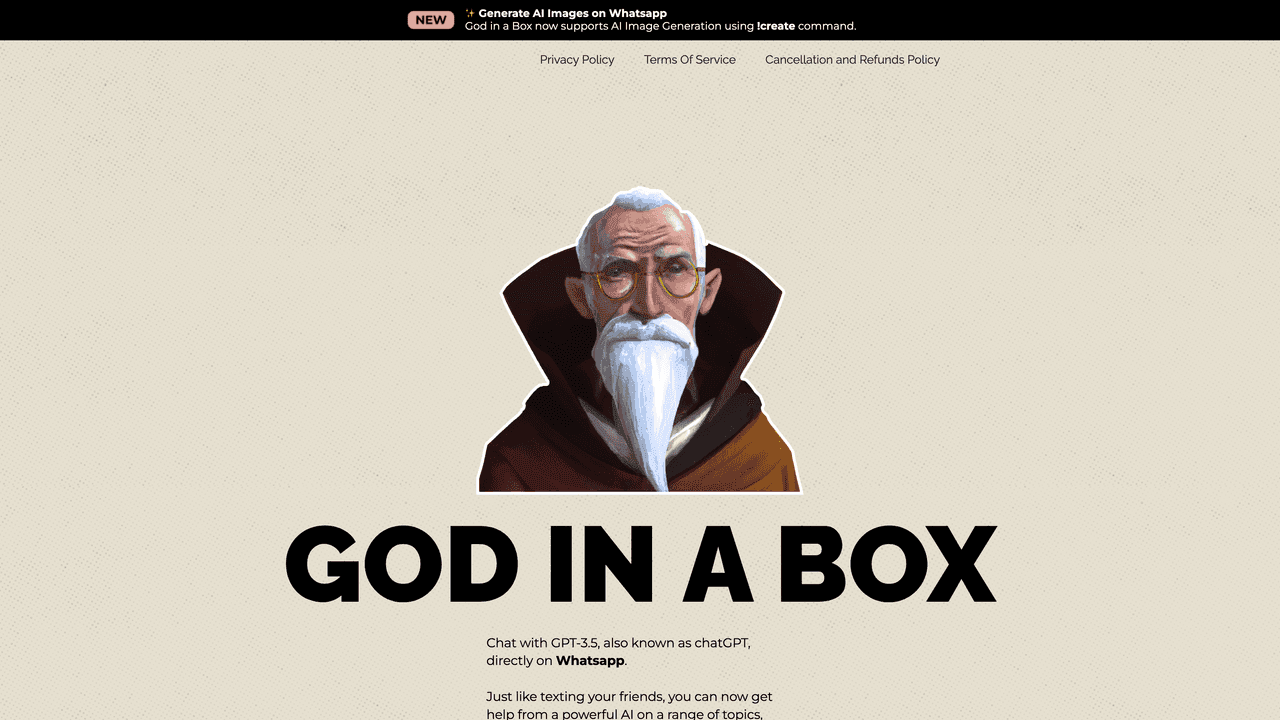 God In A Box website