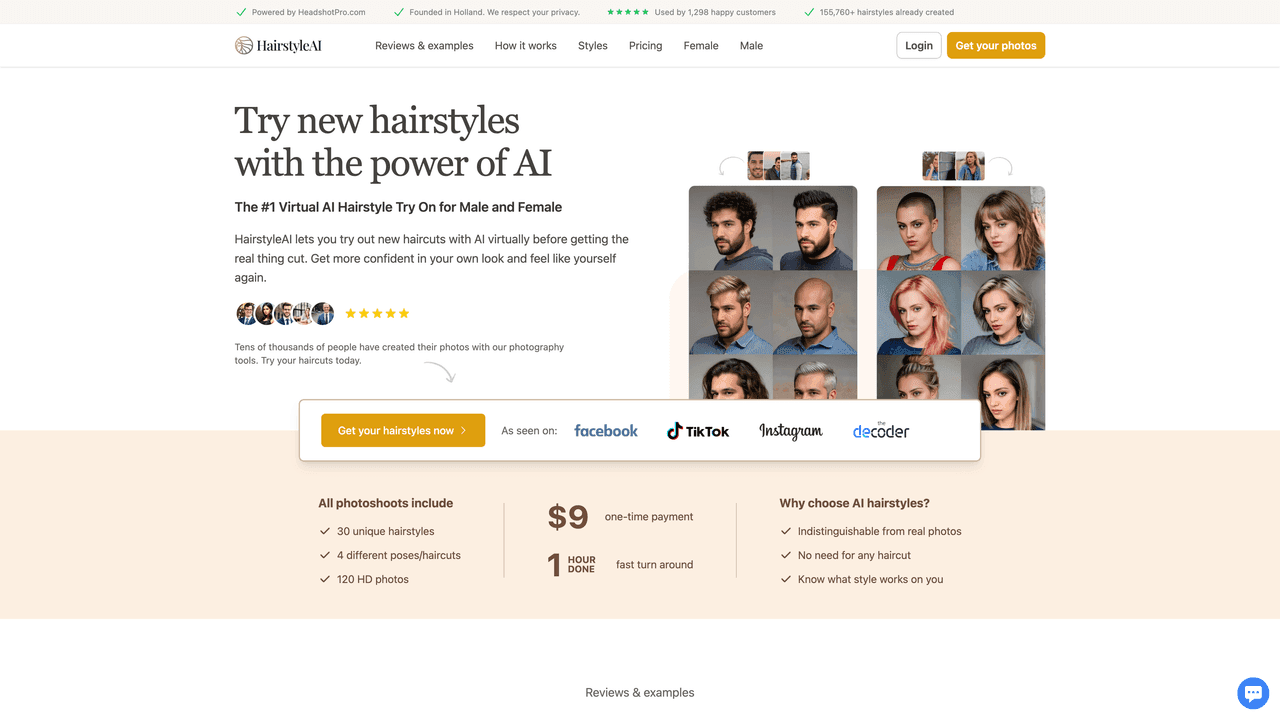 Hairstyle AI website