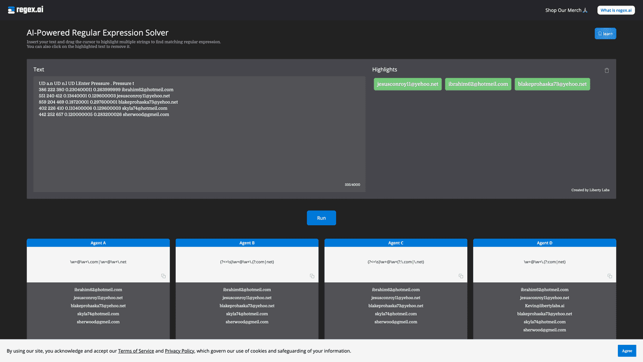 Regex.ai website