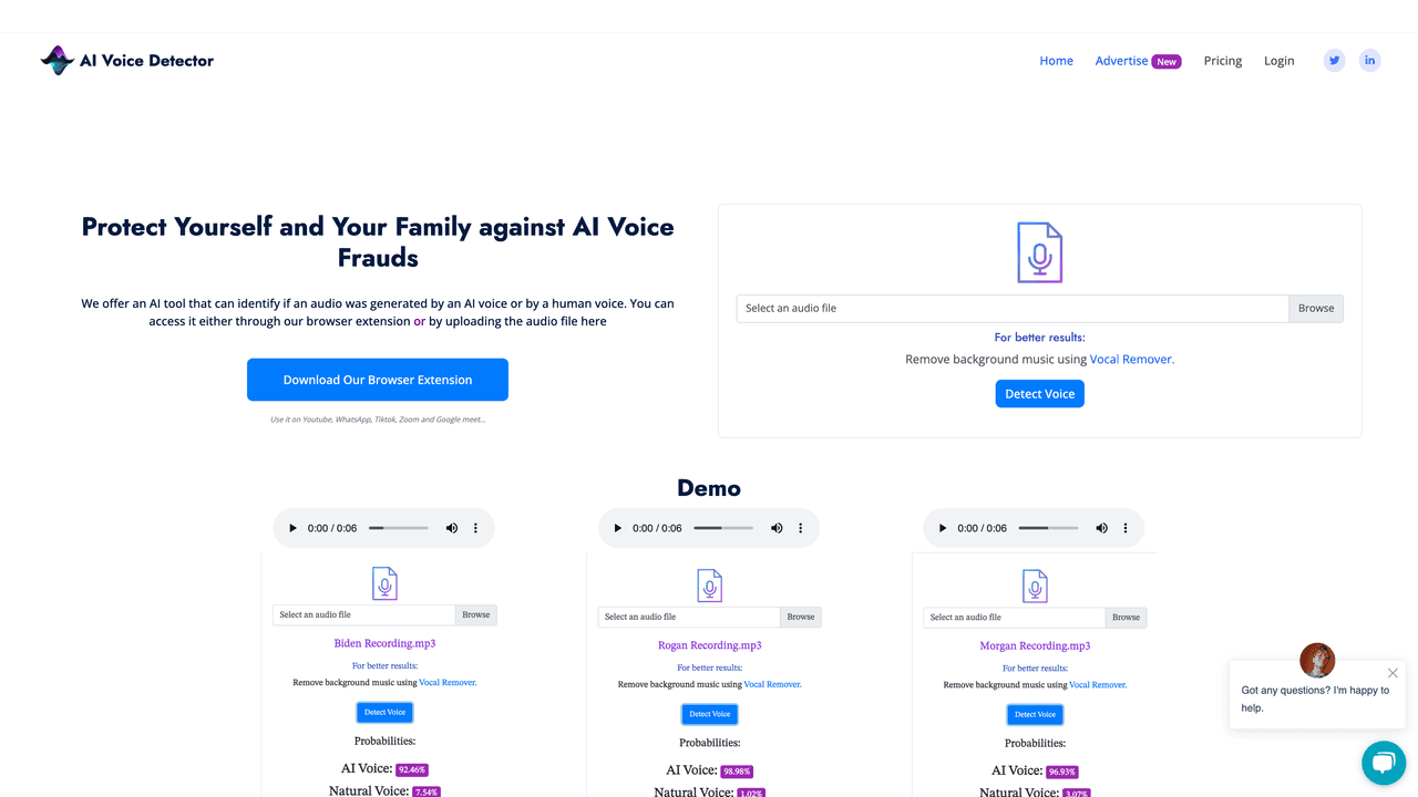 AI Voice Detector website