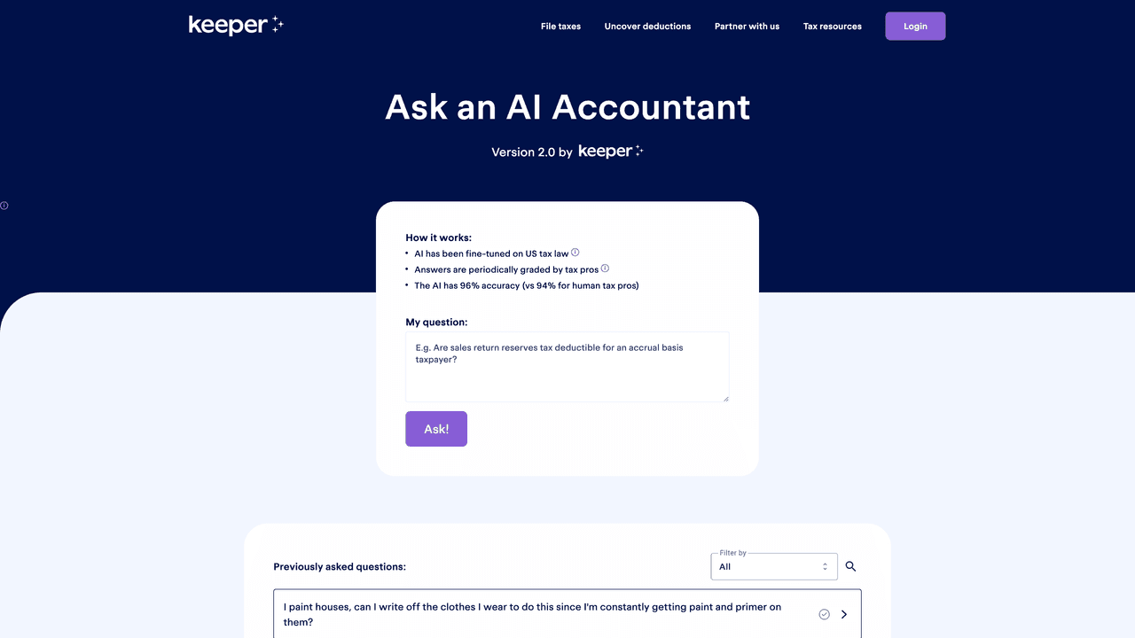 Ask an AI Accountant website