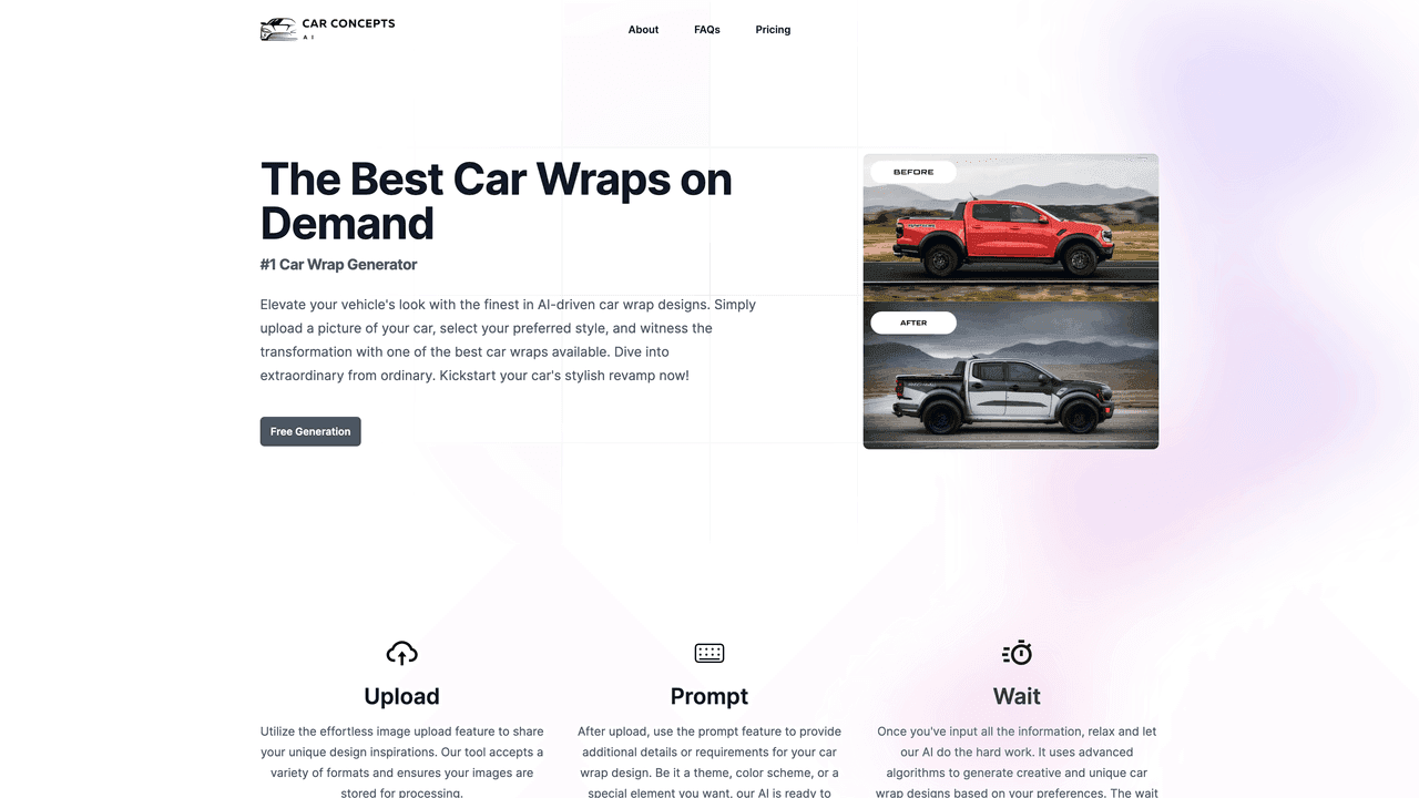 Car Concepts AI website