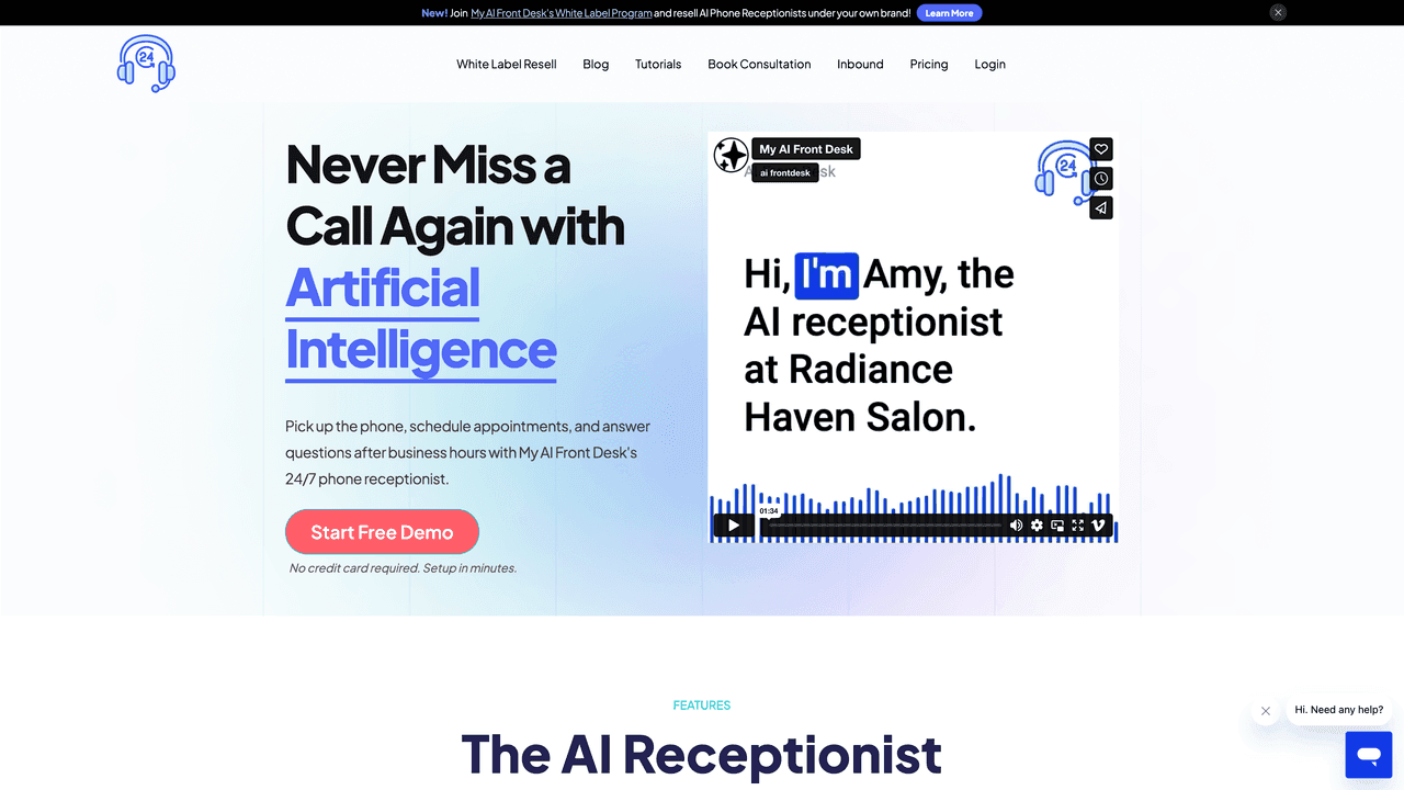 My AI Front Desk website