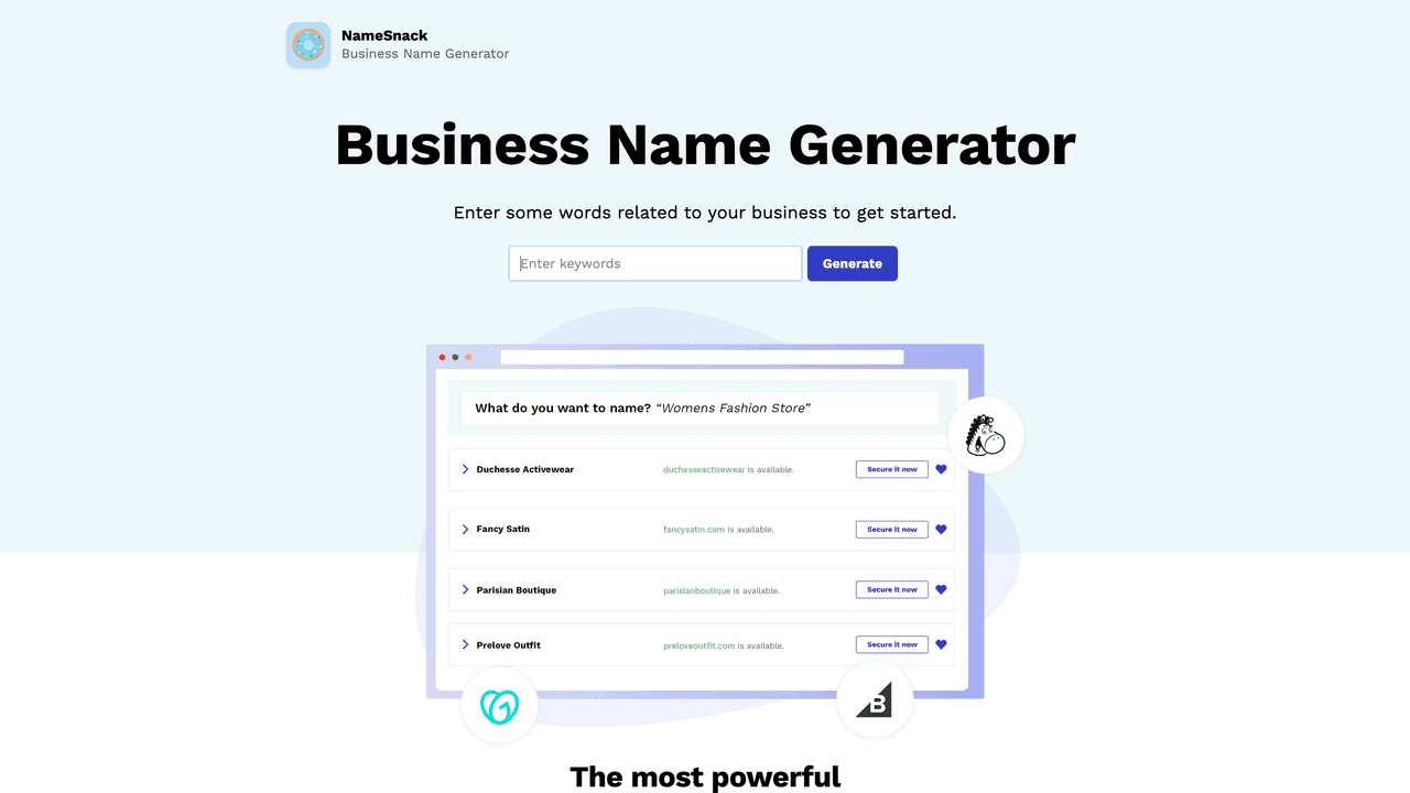 NameSnack website