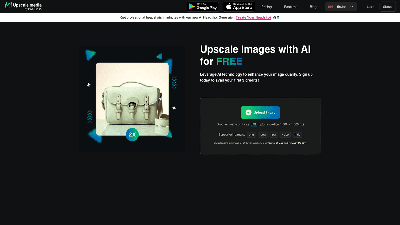 AI Image Upscaler website