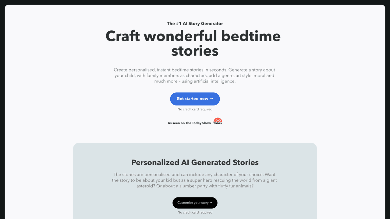 BedtimeStory.ai website