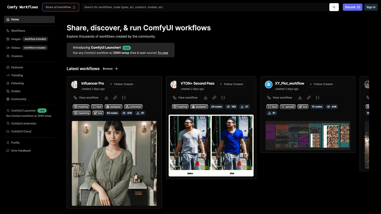 Comfy Workflows website