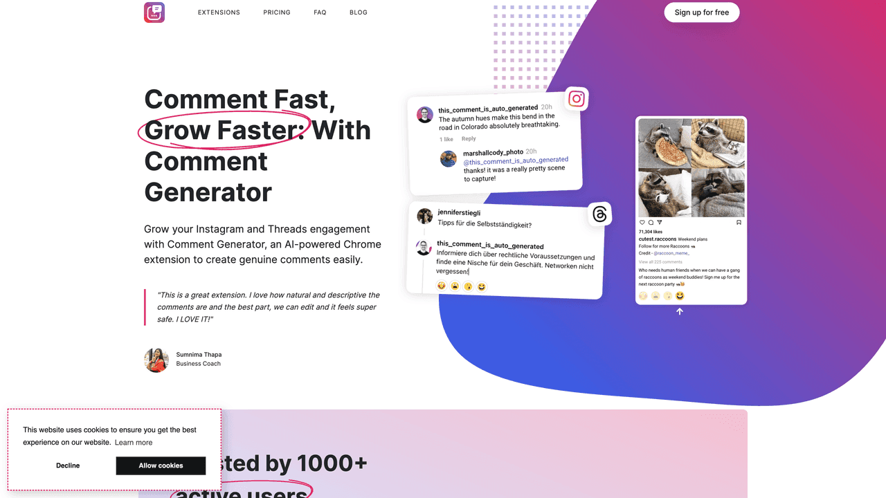 Comment Generator website